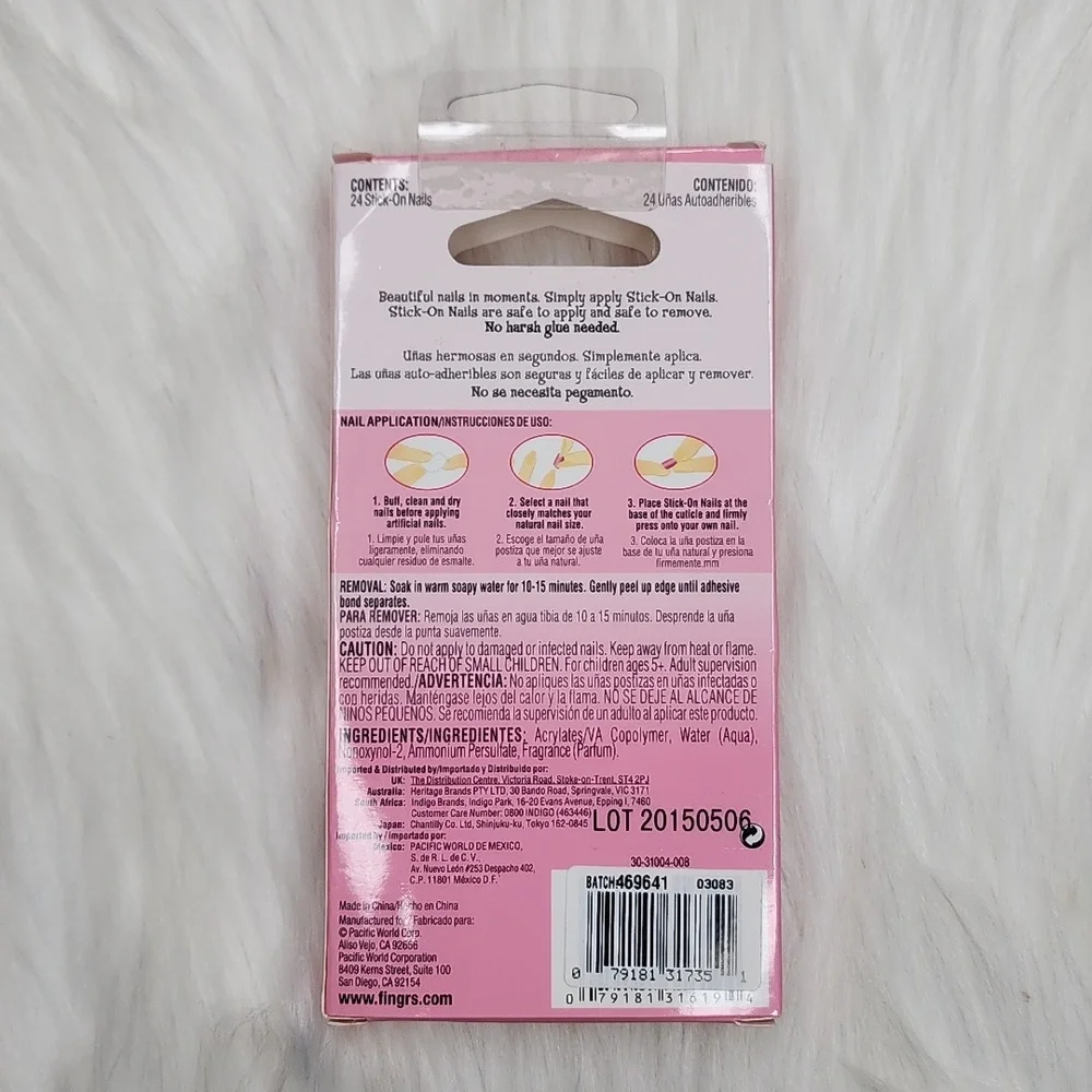 Fing'rs Girlie Nails 24 Stick-On-Nails #31619 Owls & Hearts Design NWT